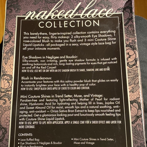 Lorac naked lace collection - eye shadows, lip shine, and blush + bag - Picture 2 of 3